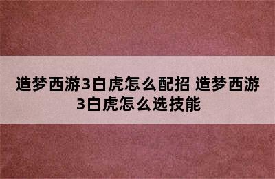 造梦西游3白虎怎么配招 造梦西游3白虎怎么选技能